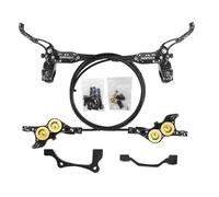 HSIRYAOHD 4-Piston Hydraulic Disc Brake Set For Mountain Bike Right Front 850mm Left Rear 1500mm Hose With Aluminum Alloy Hollow Bearing Brake Handle For 180mm Rotors(Black)
