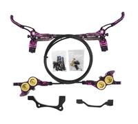 HSIRYAOHD 4-Piston Hydraulic Disc Brake Set For Mountain Bike Right Front 850mm Left Rear 1500mm Hose With Aluminum Alloy Hollow Bearing Brake Handle For 180mm Rotors(Purple)