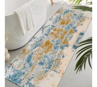 HSIRYAOHD Non Slip Bathroom Rug - Modern Abstract Runner Rugs for Hallway Blue Yellow 1m 2m 3m 4m 5m 6m Long Carpet Soft & Absorbent Floor Mats - 60cm 70cm 80cm 90cm 100cm 120cm Wi