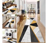 HSIRYAOHD Yellow Grey Black Runner Rug for Hallway, Kitchen Laundry Room Entryway Door Mat with Non Slip Backing, Washable Low-Pile Carpet Runner - Choose Your Length (Size : 80×20