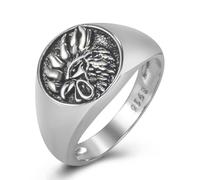 Hsitgexf Hip Hop Gallic Rooster Chicken Signet Ring,Vintage Gothic Animal Rooster Ring for Men Rock Punk Phoenix Bird Totem Jewelry（12）