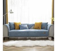 Hsivtns Plush Sofa Cover 1 2 3 Seater, Soft Warm Sofa Slipcover Non-Slip Couch Covers 3 Seater Washable Sofa Protector for Kids/Pets Couch Cover,Blue,110x180cm