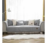 Hsivtns Plush Sofa Cover 1 2 3 Seater, Soft Warm Sofa Slipcover Non-Slip Couch Covers 3 Seater Washable Sofa Protector for Kids/Pets Couch Cover,Grey,70x70cm