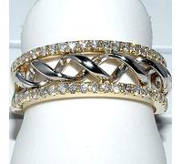 hsiyyecg 18K Gold Plated CZ Ring Color Separation Wide Index Finger Band Shape Infinity Design Statement Promise Wedding Rings for Women, US Code 8
