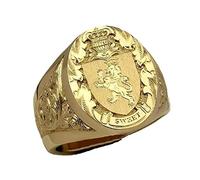 hsiyyecg 18K Gold Plated Mens Stunning Crown Lion Shield Badge Ring,Gothic Lion Animal Ring,Punk Rock Clubs Disco Bling Cocktail Party Ring Size 8 to 12, Metal, No Gemstone