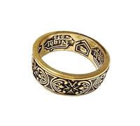 hsiyyecg Antique Old Gold Tone Character Pattern Statement Ring,Norse Viking Runes Berserker Compass Amulet Ring Jewelry for Men Size 7-13（11）