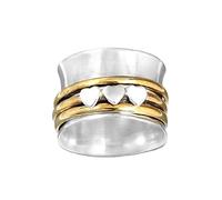 hsiyyecg Boho Chic Retro Chunky Wide Ring,Classic Design Spinners Meditation Ring Simple Three Heart Shaped Lines Surround Bands Fidget Ring Love Ring Birthday Gifts for Women, Metal, No Gemstone
