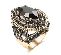 hsiyyecg Classic Marquise Cubic Zirconia Black Onyx Cubic Zirconia Anniversary Ring Women Jewelry, US Code 6