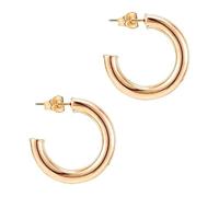 hsiyyecg Fashion Women's 5mm Thick Rose Gold Chunky Earrings Post Chunky Open Hoops Earrings, Hollow Tube Thick Hoops Earrings Lightweight Hoop Large Earrings 30/40/50/60MM, 60 mm, Rose Gold, No