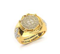hsiyyecg Gold Plated Valor Ring Crusaders Rings for Men, Two Tone Knights Templar Silver Coin Ring,Vintage Sword Shield Jewelry Men's Cross Shield Totem Ring, Metal, No Gemstone