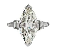 hsiyyecg Marquise Cut Baguette Cut Simulated Diamond Engagement Ring 14K White Gold Plated Anniversary Wedding Promise Ring for Women, US Code 8, White Gold, Diamond