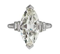 hsiyyecg Marquise Cut Baguette Cut Simulated Diamond Engagement Ring 14K White Gold Plated Anniversary Wedding Promise Ring for Women, US Code 7, White Gold, Diamond