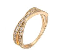 hsiyyecg Minimalist 14K Gold Plated X Ring Wedding Bands for Women Half Eternity Cubic Zirconia Stackable Engagement Ring Size 6-10(10)