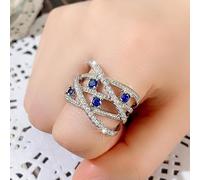 hsiyyecg Multilayer Round Simulated Blue Sapphire Crystal Wide Band Ring Pave Set Cubic Zirconia Anniversary Eternity Ring for Women, US Code 7, Cubic Zirconia, Cubic Zirconia