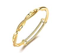 hsiyyecg Simple Fashion Silver/Gold Plated Thick Solid Forever Love Infinity Bracelets, Adjustable Valentine's Day Mobius Rounded Bracelets for Women, Copper, no gemstone