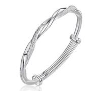 hsiyyecg Simple Fashion Silver/Gold Plated Thick Solid Forever Love Infinity Bracelets, Adjustable Valentine's Day Mobius Rounded Bracelets for Women, Silver Copper, no gemstone