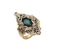 hsiyyecg Vintage Court Style Silk Hollow Petal Pattern Rings Thai Antique Silver Simulated Emeralds Marquise Cut Cocktail Ring Birthstone CZ Halo Statement Rings for Women, US Code 8