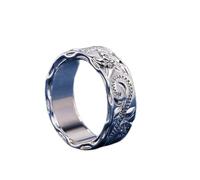hsiyyecg Vintage Hammered Leaf Flower Relief Wedding Anniversary Statement Ring Comfort Eternity Beautiful Shiny Rings for Women, US Code 8