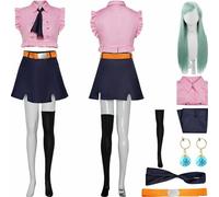 HSJZBQSM Anime Elizabeth Liones Cosplay Costume Blue Short Skirt With Earrings The Seven Deadly Sins Cosplay (Suit+Wig, 2XL)