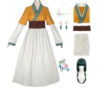 HSJZBQSM Anime Maomao cosplay costume with wig The Apothecary Diaries Maomao cosplay kimono suit Halloween (Yellow+Wig, S)