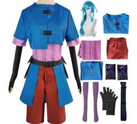 HSJZBQSM Arcane-jinx Cosplay Costume with Wig Full Set Halloween Jinx-arcane Cosplay Costumes for Women Set (Blue+Wig, M)