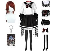 HSJZBQSM Dead Mount Death Play Cosplay Costume Sakimiya Misaki Cosplay JK Sailor Dress Shinomiya Polka Cosplay Set (Suit+Wig(Women), L)