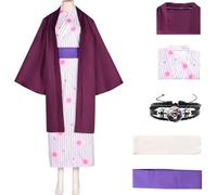 HSJZBQSM Demon Kanroji Mitsuri Cosplay Costume Pink Coat Kimono Suit Kanroji Mitsuri Costume Halloween Party (Suit, L)