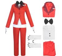 HSJZBQSM Hazbin Hotel Cosplay Charlie Morningstar Costume Red Suit With Gloves Halloween Uniform Set (Charlie, XL)