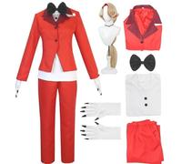 HSJZBQSM Hazbin Hotel Cosplay Charlie Morningstar Costume Red Suit With Gloves Halloween Uniform Set (Charlie +Wig, XS)