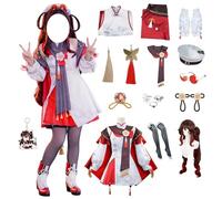 HSJZBQSM Hu Tao Cosplay Costume with Wig Full Set Halloween Genshin Impact Cosplay Costume Set (Red+Wig, M)