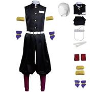 HSJZBQSM Kids Adult Tengen Uzui Cosplay Costume with Wig Black Outfit Demon Suma Hinatsuru Makio Cosplay Halloween Costume (Suit+Wig(adult), M)