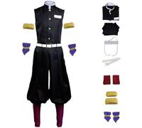 HSJZBQSM Kids Adult Tengen Uzui Cosplay Costume with Wig Black Outfit Demon Suma Hinatsuru Makio Cosplay Halloween Costume (Suit(children), 140)