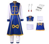 HSJZBQSM Kurapika Cosplay Costume with Wig Earrings Bracelet Ring Kurapika Costume Blue Halloween Party Suit (Suit, S)
