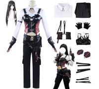 HSJZBQSM Love and Deepspace Cosplay Costume with Wig Uniform Set Halloween Anime Kpop Demonhunters Costume (Black+Wig, L)