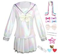 HSJZBQSM Needy Girl Overdose Cosplay Costume with Wig KAngel Cosplay Dress Ame Chan JK Uniform Full Set (silver white 2, M)