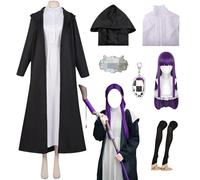 HSJZBQSM nime Frieren Cosplay Dress with Wig Set Halloween Party Frieren at the Funeral Cosplay Costume (Black+Wig, S)