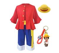 HSJZBQSM One Anime Piece Cosplay Monkey D Luffy Costume Straw Hat Luffy Cosplay Wano Country Costume Halloween Party Suits (Red, X-Small)