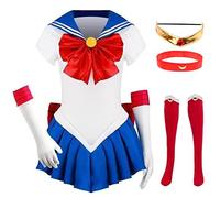 HSJZBQSM Sailor Costume Moon Cosplay Outfits Adult Kids Tsukino Usagi Cosplay JK Uniform Dress Wig Set (Suit(women), M)