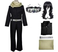 HSJZBQSM Shouta Aizawa Cosplay Costume With Wig Scarf Bracelet Uniform Suit My Hero Academia Cosplay Halloween Party (Black+Wig, X-Large)
