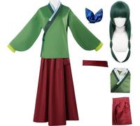 HSJZBQSM The Apothecary Diaries Cosplay Costume Maomao Cosplay Green Top Red Skirt Suit Halloween Party (Green+Wig, XL)