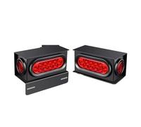 HSKFH Car Rear Light 2PCS Steel Trailer Light Boxes Housing Kit with 6“ 10LED Oval and 2“ 4LED Round Side Marker Tail Lights For Trailers Waterproof Headlight lenses