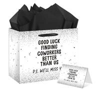 HSKMAKE Funny Going Away Gift Bag, Good Luck Finding Better Coworkers Than Us Gift Bags, Farewell Gift Bag, with Card Tissue Paper for Coworker Retirement, Goodbye, Going Away Party Supplies