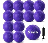 HSLCGF 12 Pcs Dodgeballs 5 Inch Playground Ball Kickball 4 Color Inflatable Rubber Handball Bouncy Dodge Ball with 1 Hand Pump for Outdoors Ball Games Gym Camps Picnic (12pcs 5inch, Purple)