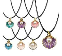 HSLCGF 36 Pack Mermaid Shell Necklace Summer Pink Shell Mermaid Party Gift Decor for Princess Under The Sea Birthday Themed Party Little Girls Gift Bag School Rewards, Metal