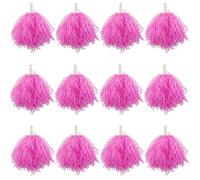 Hslife 12 Pack Pink Plastic Cheerleading Pom Poms, Sports Dance Cheer Plastic Pom Pom for Rooters,Cheering Squard,Cheering Team(30 Grams Weight Each)