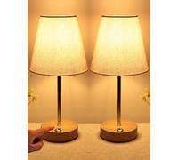 HSLighting Cordless Table lamp Touch Control, 2 Pack Battery Operated Fabric Shade Desk Lamp with Brightness 5%-100% Stepless Dimmable Rechargeable Bedside Lamp for Dining Room Bedroom Bedside Bar