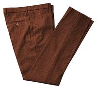 HSLS Men's Classic-fit Tweed Dress Pants Suit Formal Herringbone Trousers Flat Front Orange 42