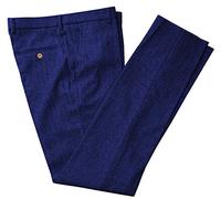 HSLS Men's Classic-fit Tweed Dress Pants Suit Formal Herringbone Trousers Flat Front Royal Blue 36