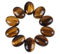 Hslutiee Flat Back Cabochon Cab Stone, Polished Flatback Cabochons Stones for Jewelry Crafts DIY, 25x18mm, Pack of 10, Tiger's Eye Stone