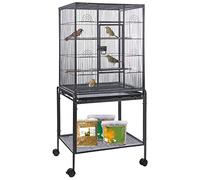 HSM 53 Inch Wrought Iron Large Bird Flight Cage with Rolling Stand for African Grey Parrot Cockatiel Sun Parakeet Conure Lovebird Canary